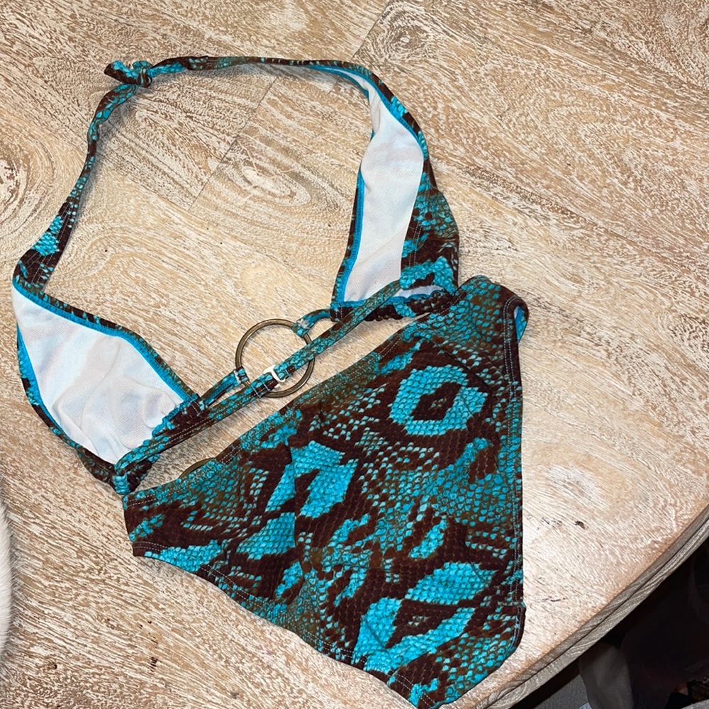Aguaclara Peruvian Brand Animal Print Bikini Snake Snakeskin Swimsuit Y2K - Picture 4 of 4
